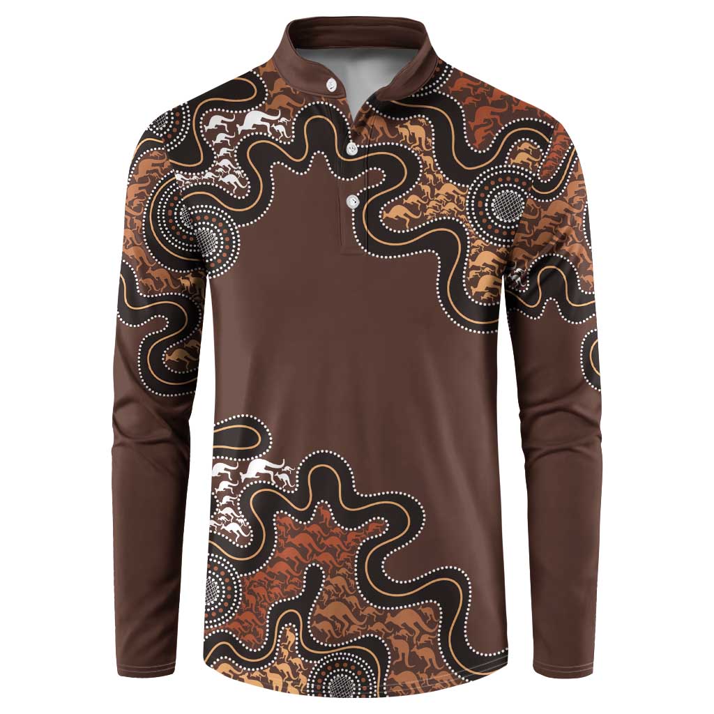 Personalised Aboriginal Art Kangaroo Symbol Button Sweatshirt