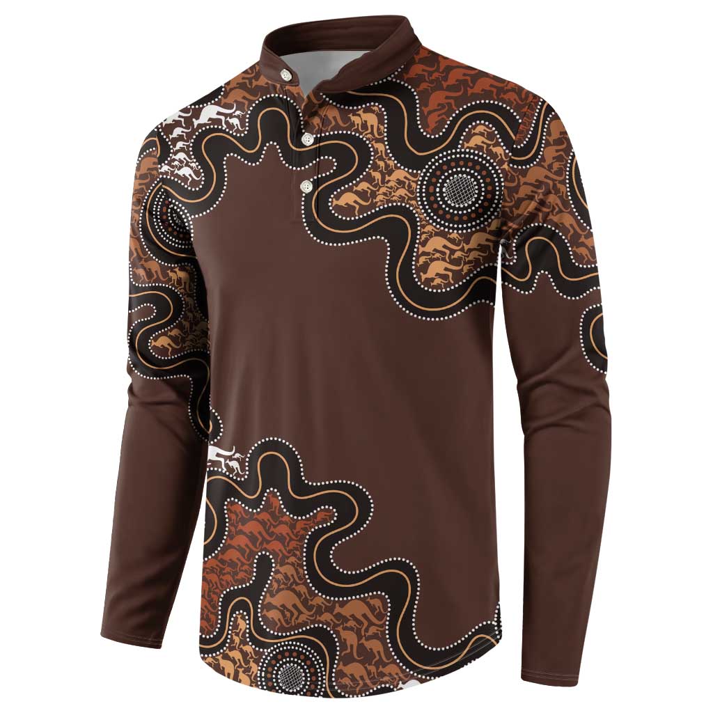 Personalised Aboriginal Art Kangaroo Symbol Button Sweatshirt