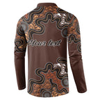 Personalised Aboriginal Art Kangaroo Symbol Button Sweatshirt