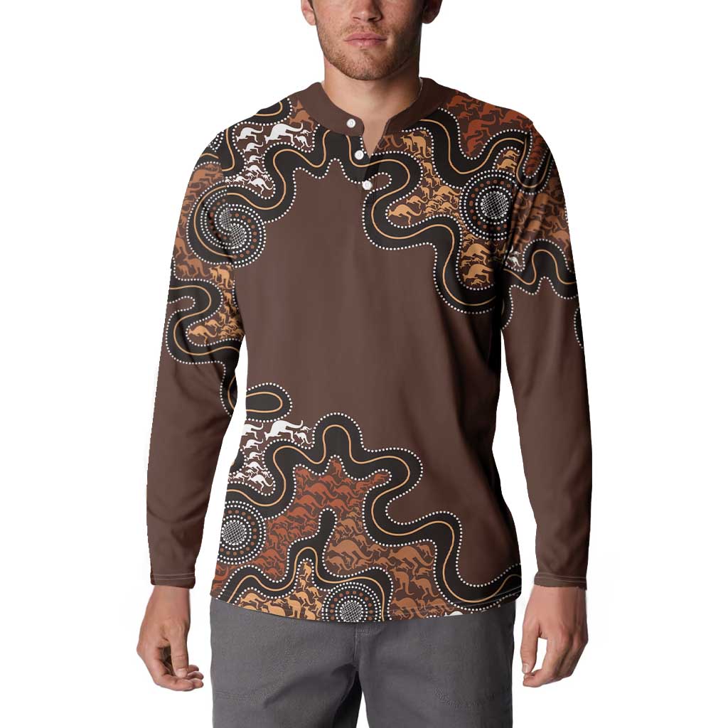 Personalised Aboriginal Art Kangaroo Symbol Button Sweatshirt