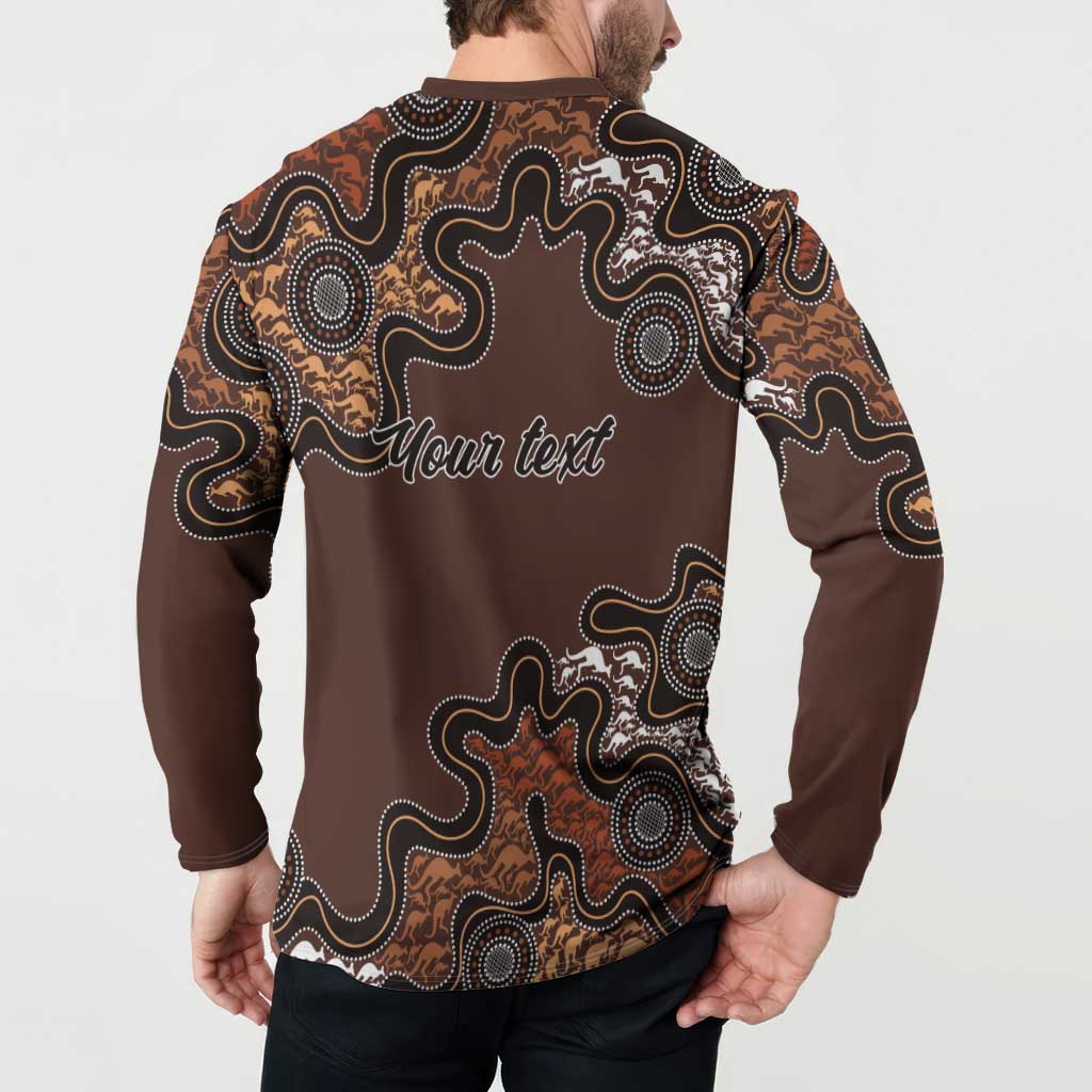 Personalised Aboriginal Art Kangaroo Symbol Button Sweatshirt