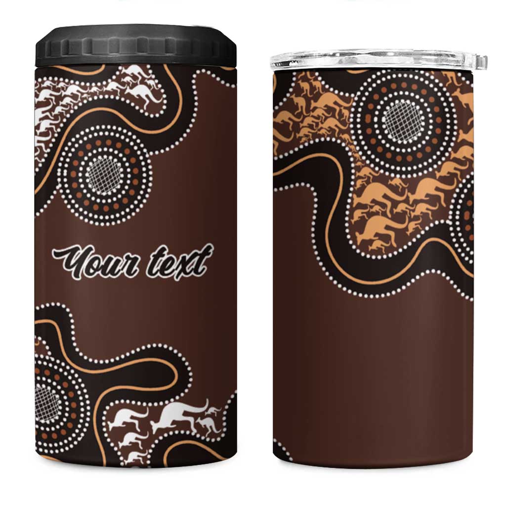Personalised Aboriginal Art Kangaroo Symbol 4 in 1 Can Cooler Tumbler