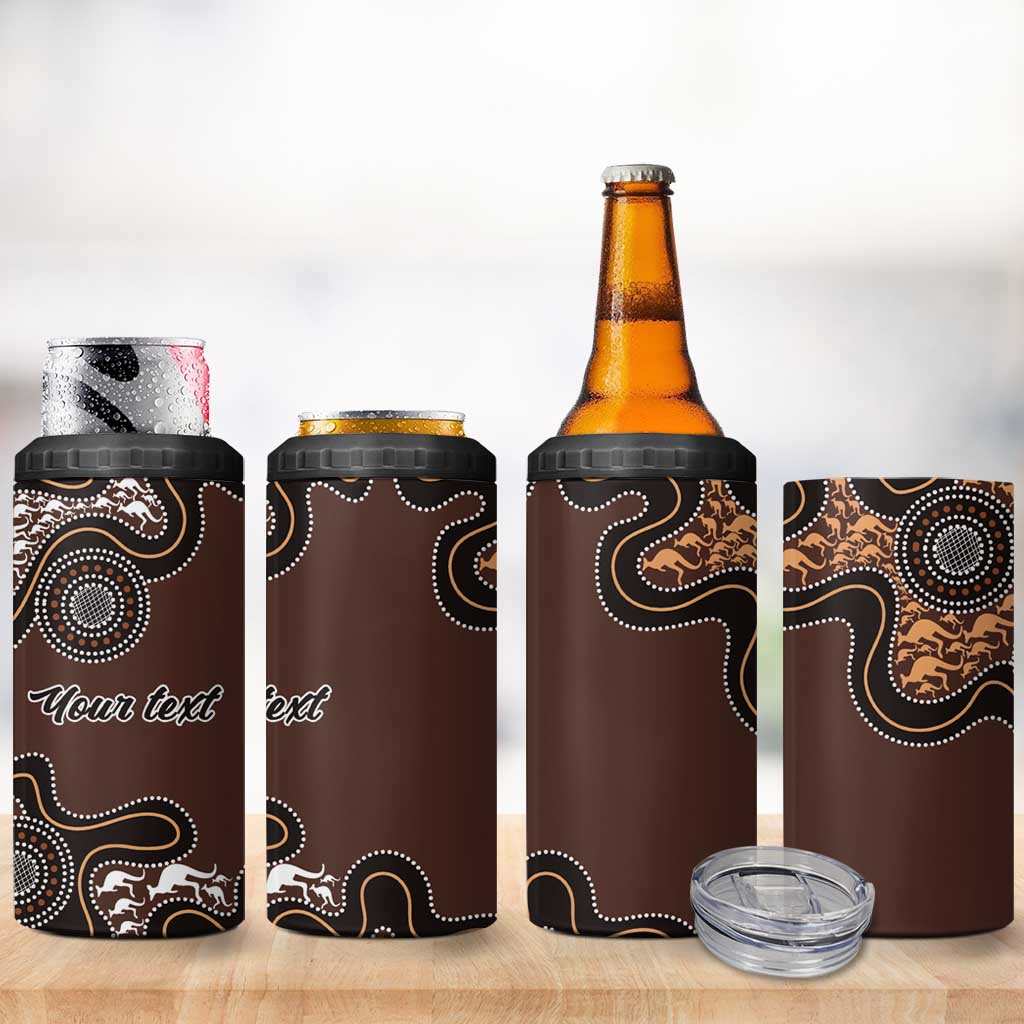Personalised Aboriginal Art Kangaroo Symbol 4 in 1 Can Cooler Tumbler