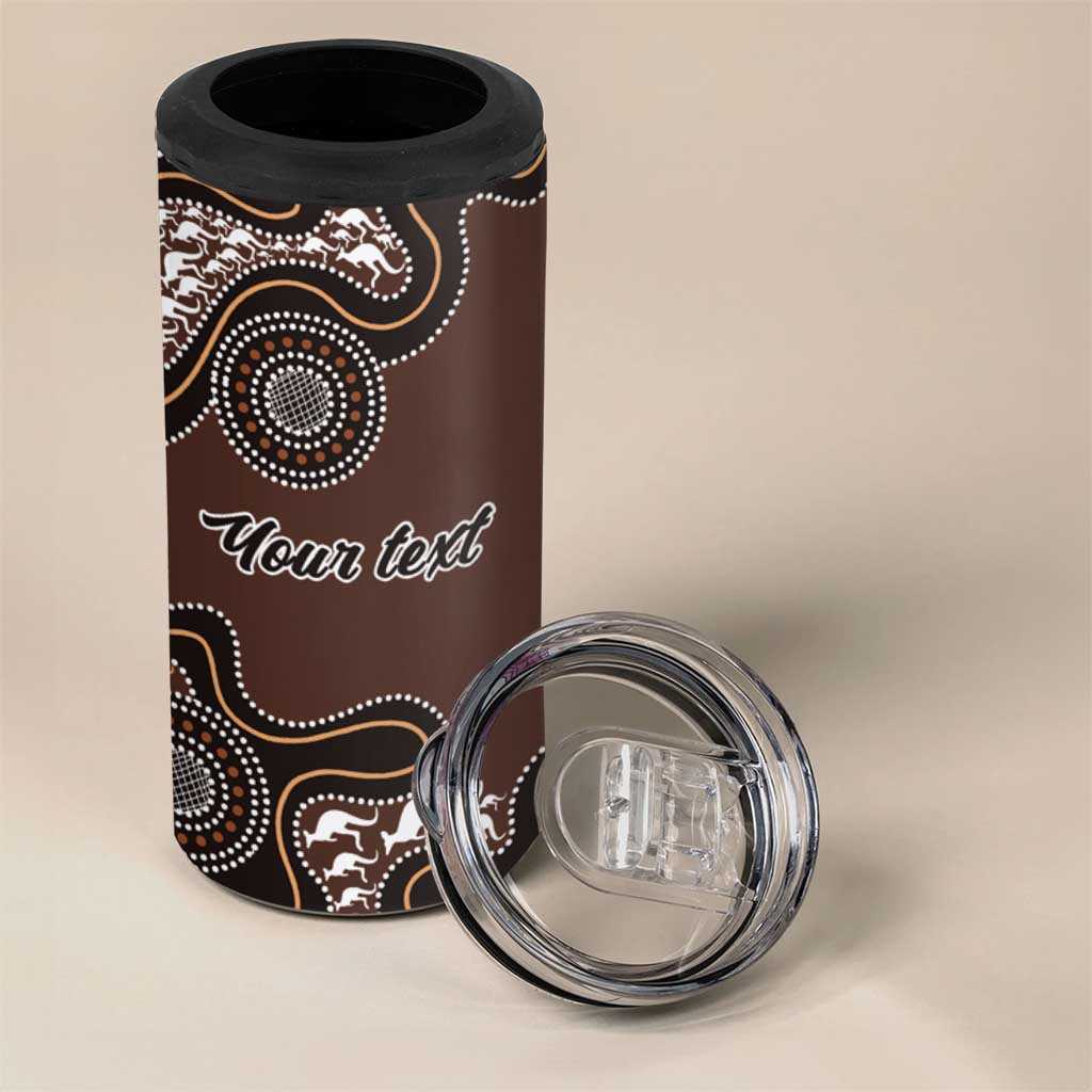 Personalised Aboriginal Art Kangaroo Symbol 4 in 1 Can Cooler Tumbler