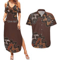 Personalised Aboriginal Art Kangaroo Symbol Couples Matching Summer Maxi Dress and Hawaiian Shirt