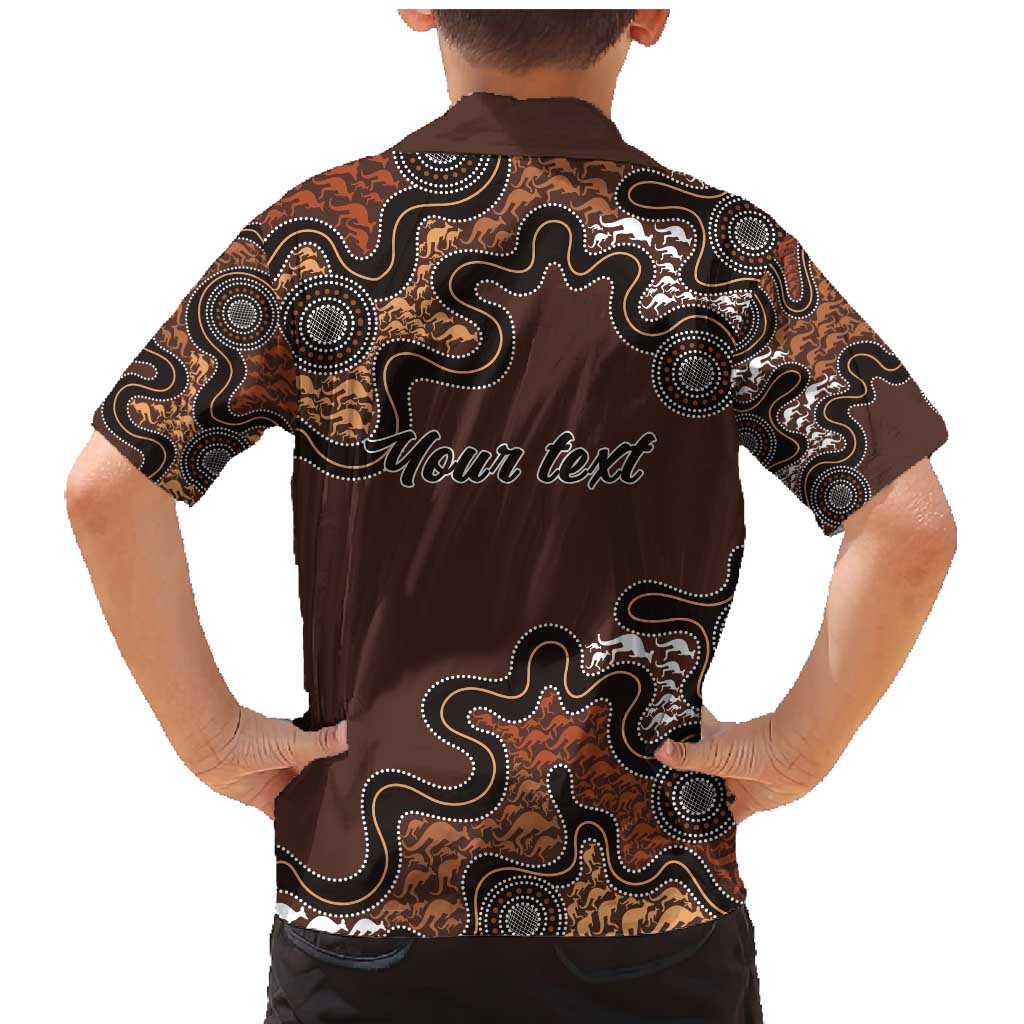 Personalised Aboriginal Art Kangaroo Symbol Family Matching Mermaid Dress and Hawaiian Shirt
