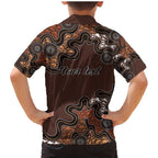 Personalised Aboriginal Art Kangaroo Symbol Family Matching Mermaid Dress and Hawaiian Shirt