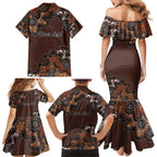 Personalised Aboriginal Art Kangaroo Symbol Family Matching Mermaid Dress and Hawaiian Shirt
