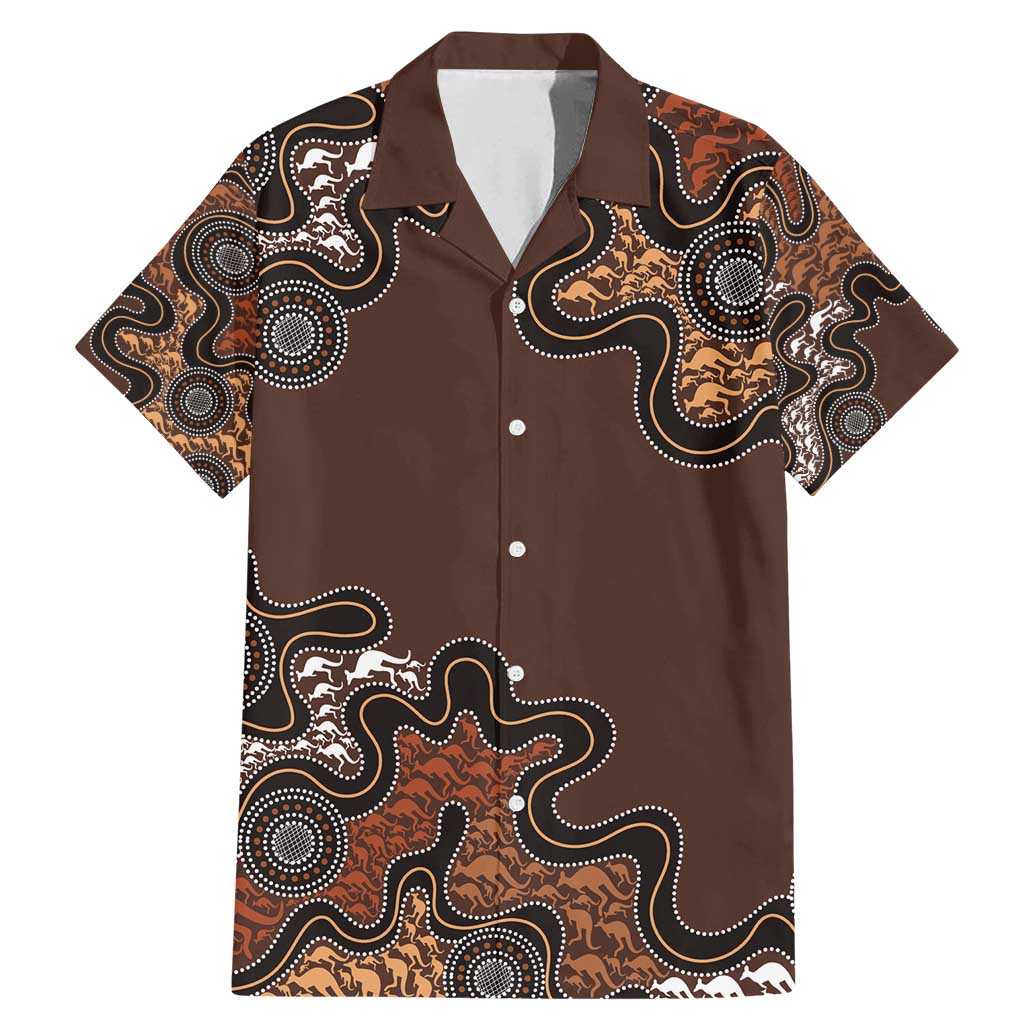 Personalised Aboriginal Art Kangaroo Symbol Family Matching Mermaid Dress and Hawaiian Shirt