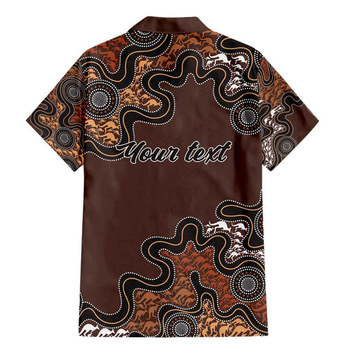 Personalised Aboriginal Art Kangaroo Symbol Family Matching Mermaid Dress and Hawaiian Shirt