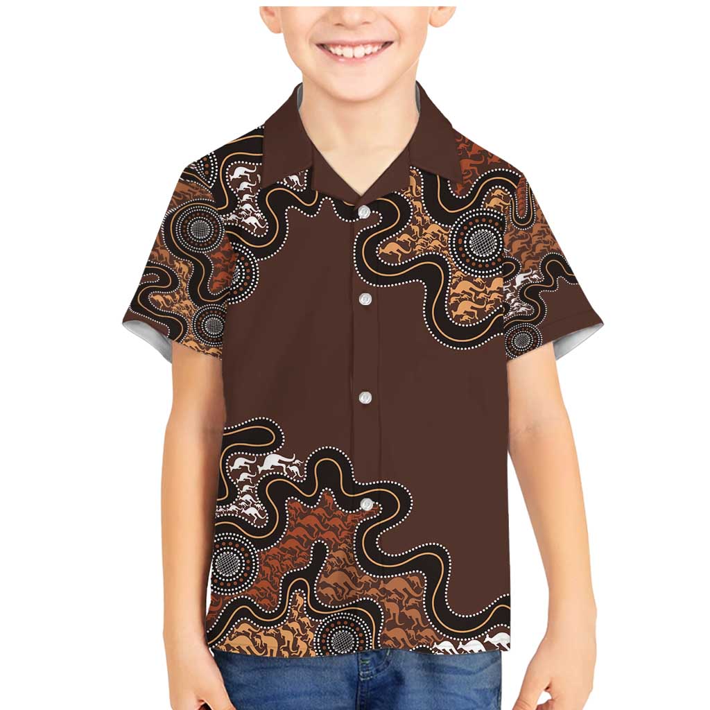 Personalised Aboriginal Art Kangaroo Symbol Family Matching Mermaid Dress and Hawaiian Shirt