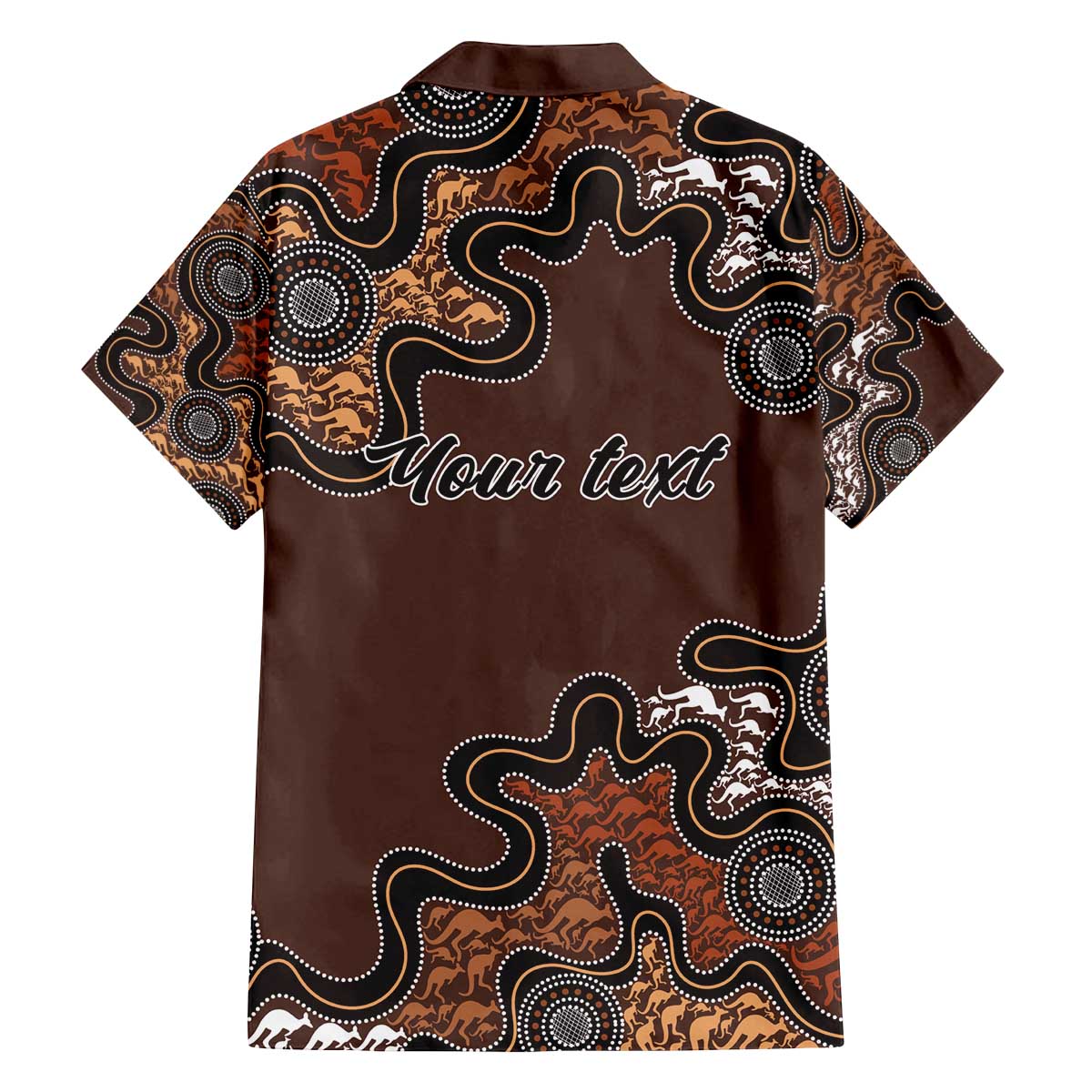 Personalised Aboriginal Art Kangaroo Symbol Family Matching Off The Shoulder Long Sleeve Dress and Hawaiian Shirt