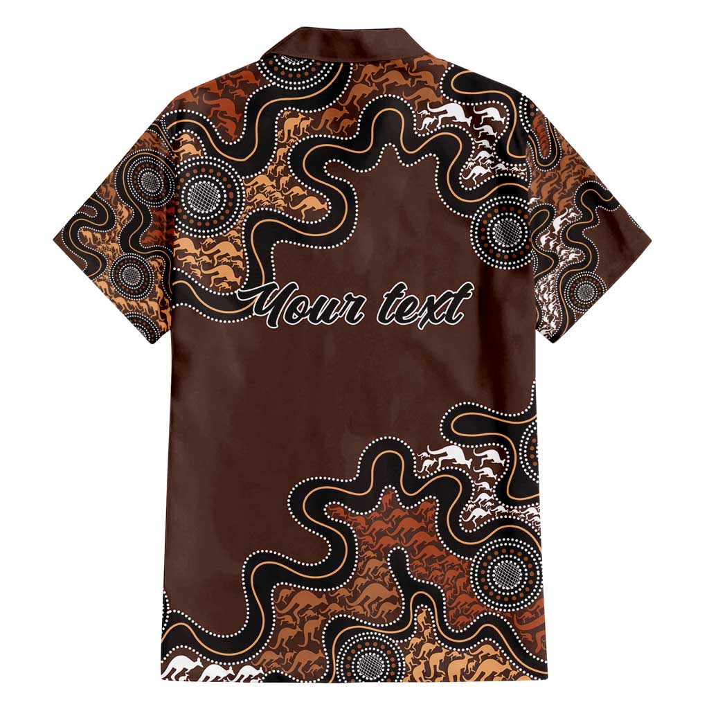 Personalised Aboriginal Art Kangaroo Symbol Family Matching Off Shoulder Maxi Dress and Hawaiian Shirt