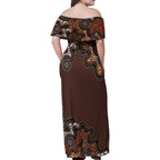 Personalised Aboriginal Art Kangaroo Symbol Family Matching Off Shoulder Maxi Dress and Hawaiian Shirt