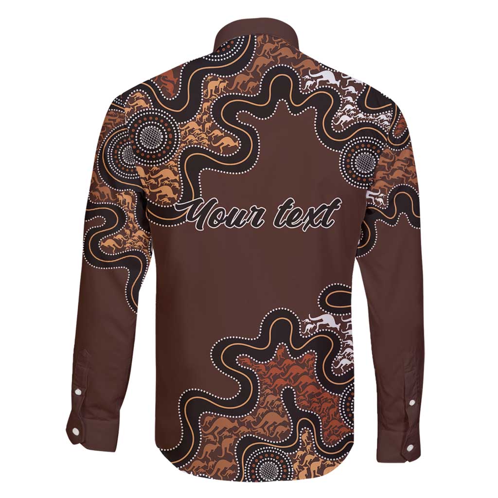Personalised Aboriginal Art Kangaroo Symbol Family Matching Off Shoulder Short Dress and Hawaiian Shirt