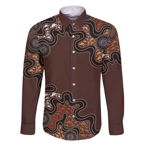 Personalised Aboriginal Art Kangaroo Symbol Family Matching Puletasi and Hawaiian Shirt