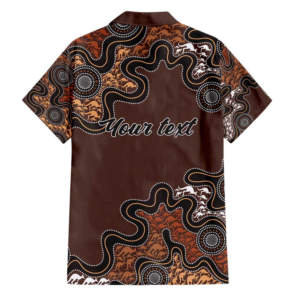 Personalised Aboriginal Art Kangaroo Symbol Family Matching Short Sleeve Bodycon Dress and Hawaiian Shirt