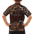 Personalised Aboriginal Art Kangaroo Symbol Family Matching Summer Maxi Dress and Hawaiian Shirt