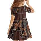 Personalised Aboriginal Art Kangaroo Symbol Family Matching Tank Maxi Dress and Hawaiian Shirt