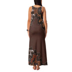 Personalised Aboriginal Art Kangaroo Symbol Family Matching Tank Maxi Dress and Hawaiian Shirt