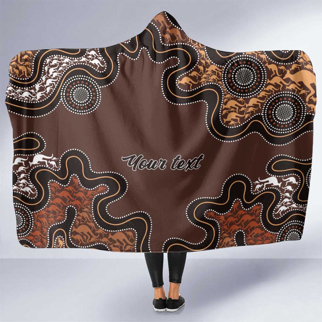 Personalised Aboriginal Art Kangaroo Symbol Hooded Blanket
