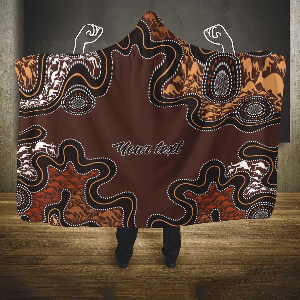 Personalised Aboriginal Art Kangaroo Symbol Hooded Blanket