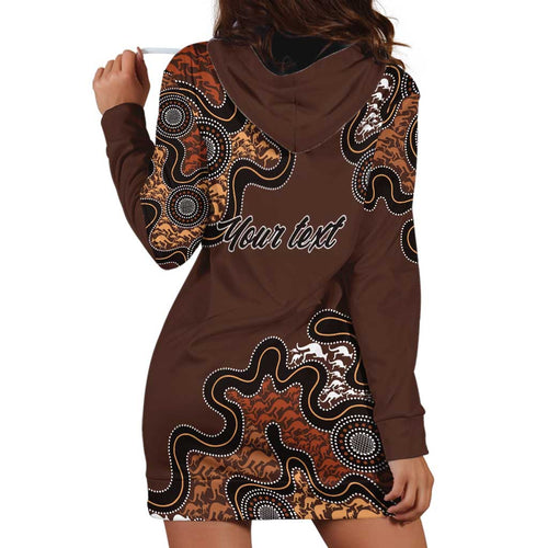 Personalised Aboriginal Art Kangaroo Symbol Hoodie Dress
