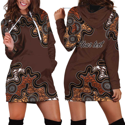Personalised Aboriginal Art Kangaroo Symbol Hoodie Dress