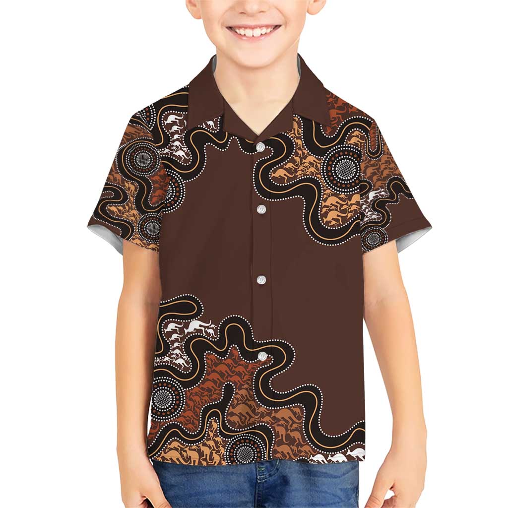 Personalised Aboriginal Art Kangaroo Symbol Kid Hawaiian Shirt