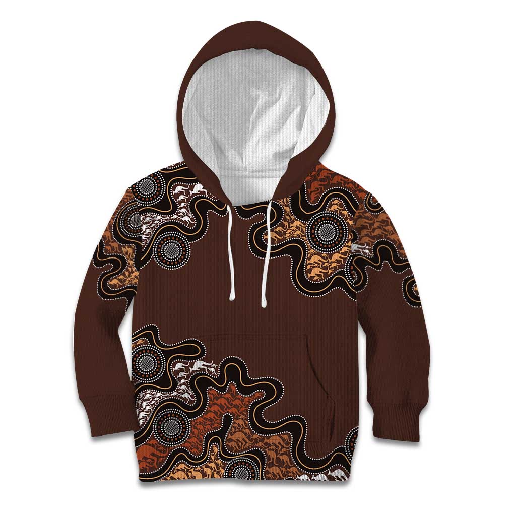 Personalised Aboriginal Art Kangaroo Symbol Kid Hoodie