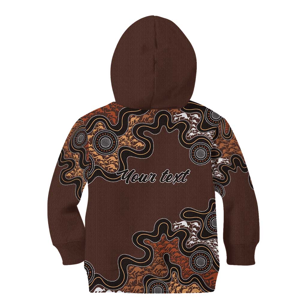 Personalised Aboriginal Art Kangaroo Symbol Kid Hoodie