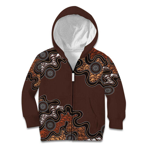 Personalised Aboriginal Art Kangaroo Symbol Kid Hoodie