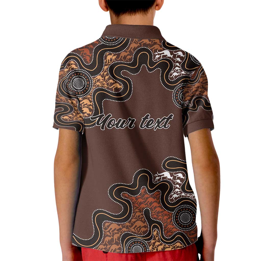 Personalised Aboriginal Art Kangaroo Symbol Kid Polo Shirt
