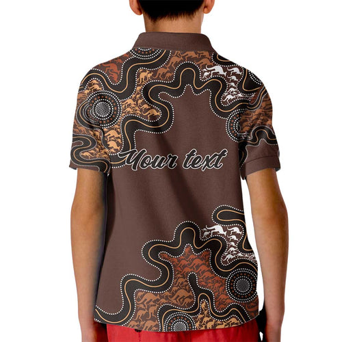 Personalised Aboriginal Art Kangaroo Symbol Kid Polo Shirt