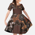 Personalised Aboriginal Art Kangaroo Symbol Kid Short Sleeve Dress