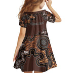 Personalised Aboriginal Art Kangaroo Symbol Kid Short Sleeve Dress