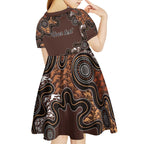 Personalised Aboriginal Art Kangaroo Symbol Kid Short Sleeve Dress