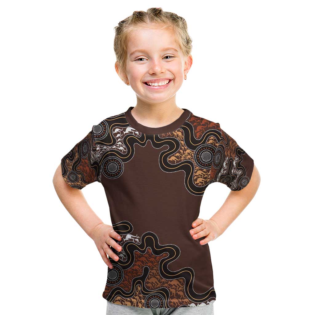 Personalised Aboriginal Art Kangaroo Symbol Kid T Shirt