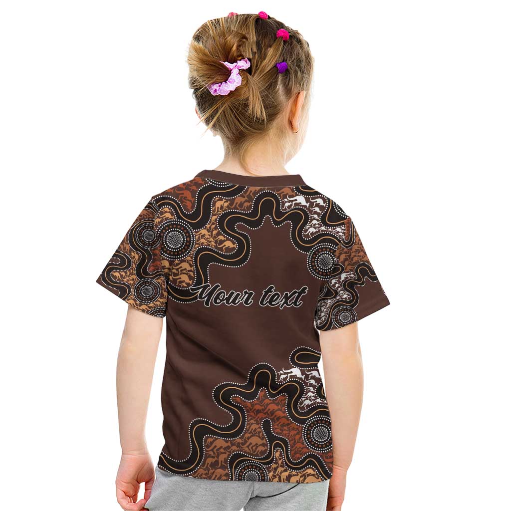 Personalised Aboriginal Art Kangaroo Symbol Kid T Shirt
