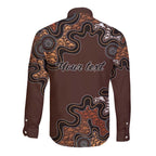 Personalised Aboriginal Art Kangaroo Symbol Long Sleeve Button Shirt