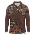 Personalised Aboriginal Art Kangaroo Symbol Long Sleeve Polo Shirt