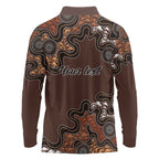 Personalised Aboriginal Art Kangaroo Symbol Long Sleeve Polo Shirt