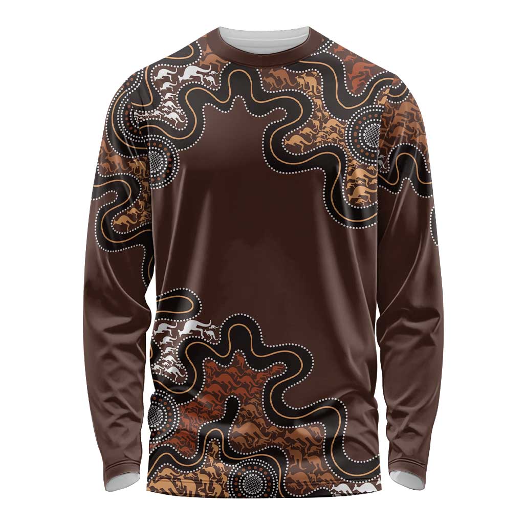 Personalised Aboriginal Art Kangaroo Symbol Long Sleeve Shirt