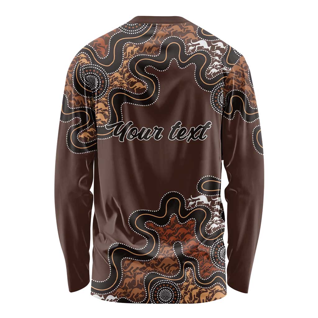 Personalised Aboriginal Art Kangaroo Symbol Long Sleeve Shirt