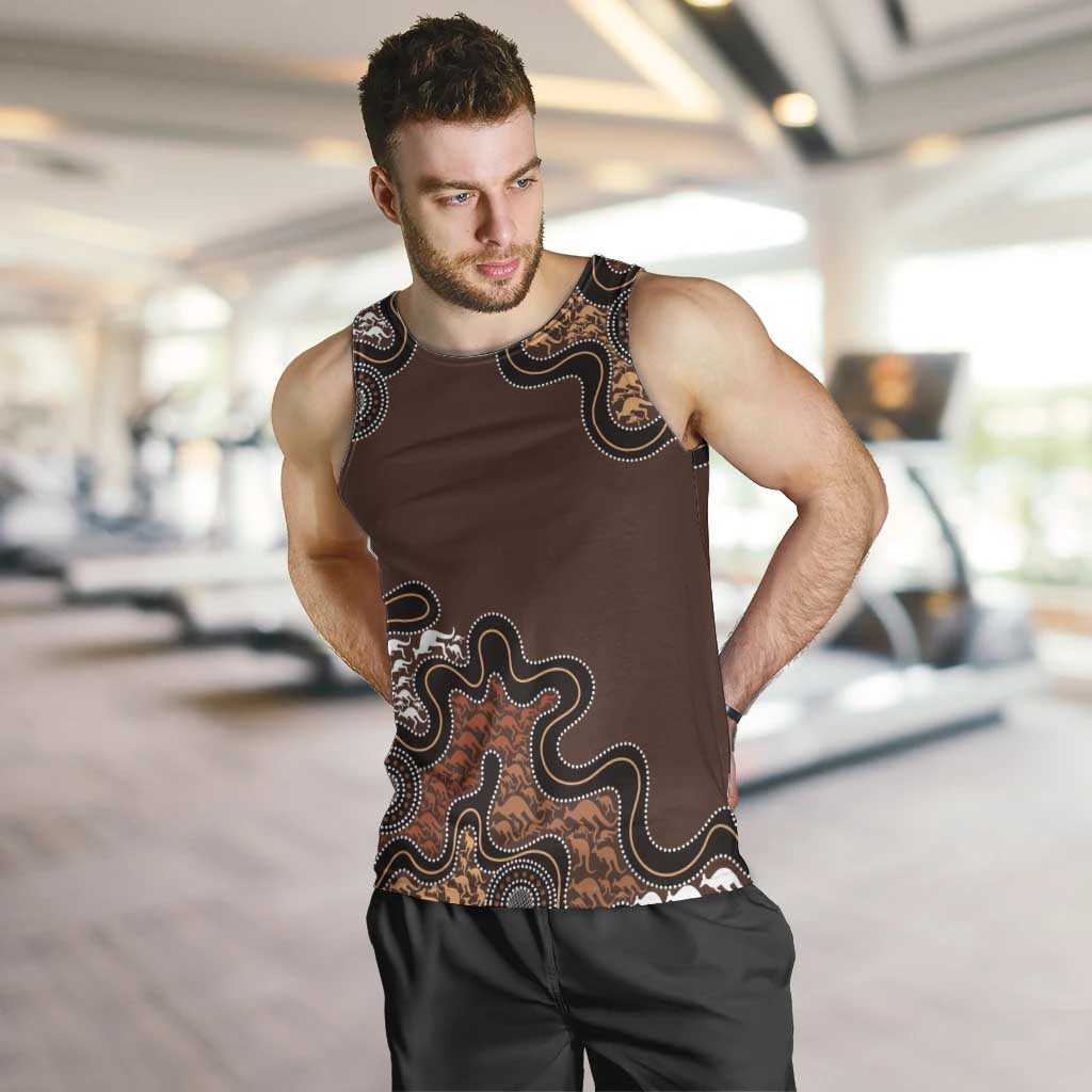 Personalised Aboriginal Art Kangaroo Symbol Men Tank Top