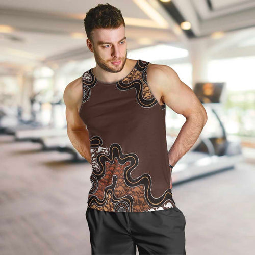 Personalised Aboriginal Art Kangaroo Symbol Men Tank Top