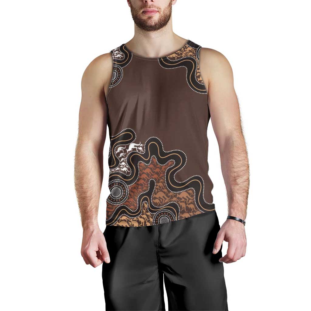Personalised Aboriginal Art Kangaroo Symbol Men Tank Top
