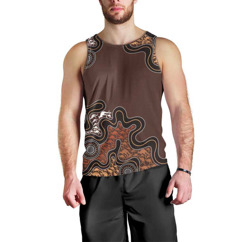 Personalised Aboriginal Art Kangaroo Symbol Men Tank Top