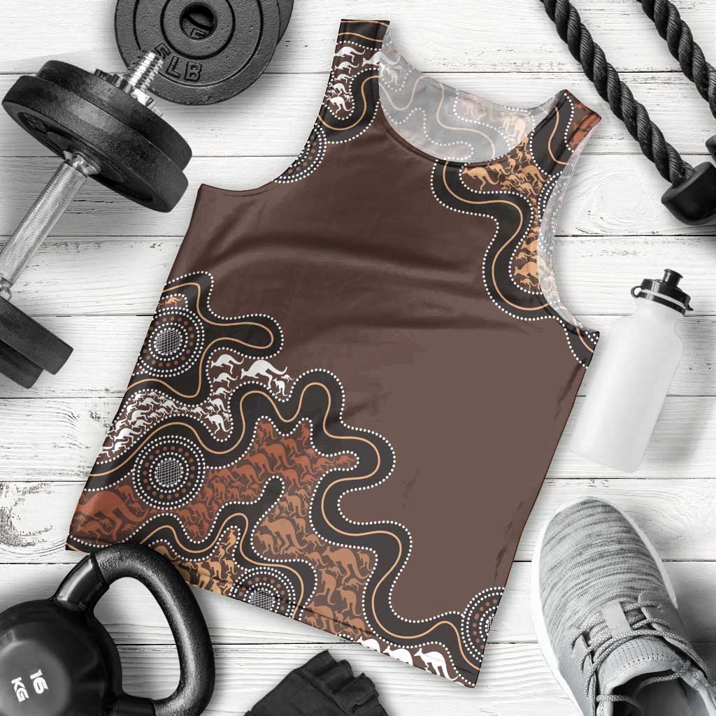 Personalised Aboriginal Art Kangaroo Symbol Men Tank Top