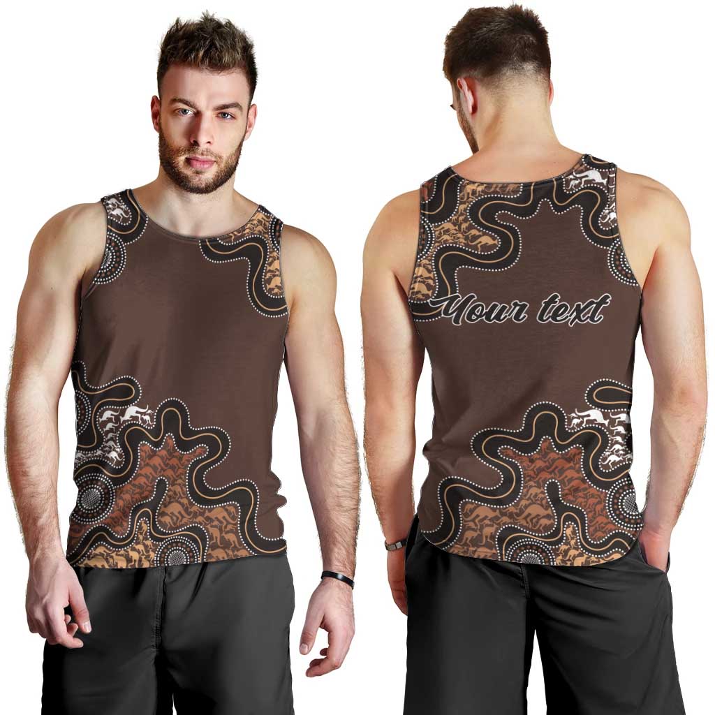 Personalised Aboriginal Art Kangaroo Symbol Men Tank Top